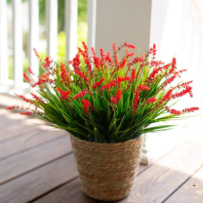 30 pièces fleurs artificielles pour l'extérieur Faux fleurs de lavande résistantes aux rayons UV, plantes artificielles, singe, herbe, jardin, clôture, patio, fenêtre, boîte, décor