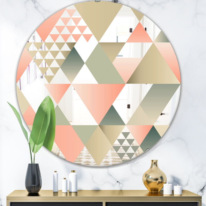 Miroir d'appoint style tropical Mid-Century, H 23,6 po x l 23,6 po