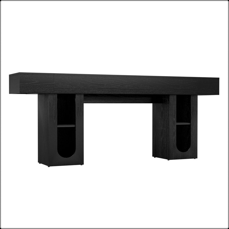 Console avec prise et tablettes réglables, L 79 po, Black