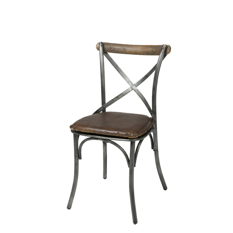 Chaises de salle à manger en métal avec coussin de siège Hickey, Brun rétro