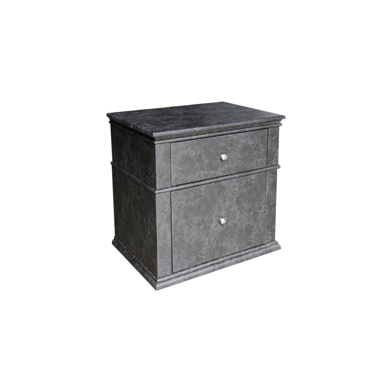 Table de chevet 2 tiroirs Caydn, gris