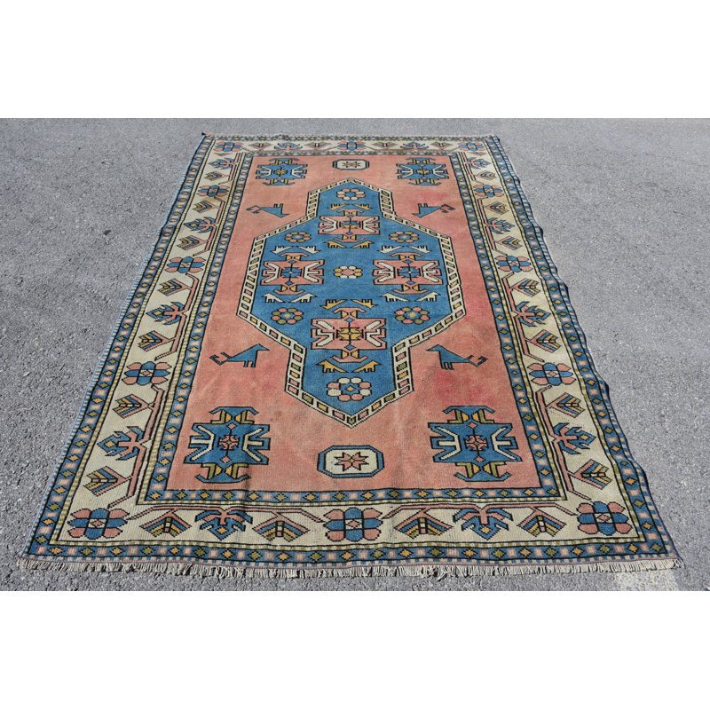 Tapis 5,2 x 7,2 pi, tapis bleu, tapis turc, tapis marocains, tapis Oushak, tapis rétro
