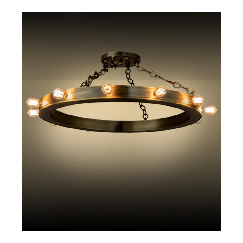 Bragi 12 - Light Satin Brass Wagon Wheel Pendant