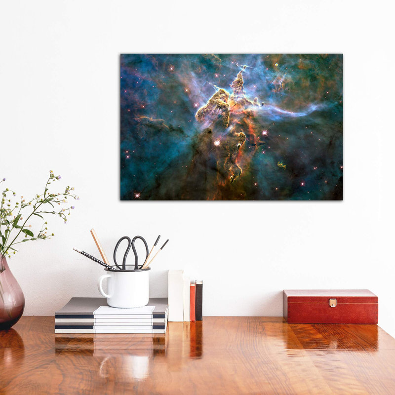 Mystic Mountain In Carina Nebula (Hubble Space Telescope) - Floater Frame Print on Canvas, Wrapped Canvas