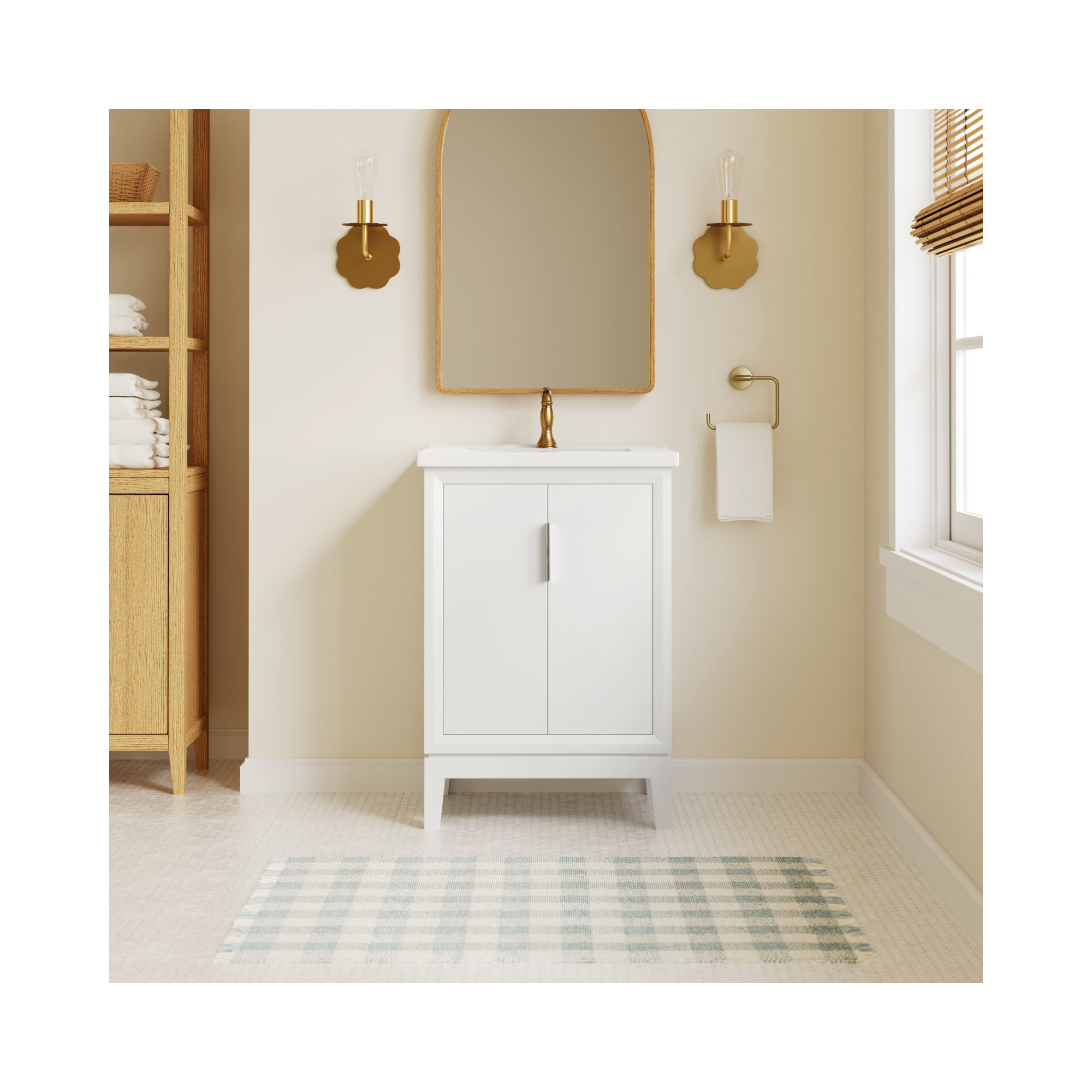 Finck 24.2'' Single Bathroom Vanity, Pure White, Silver
