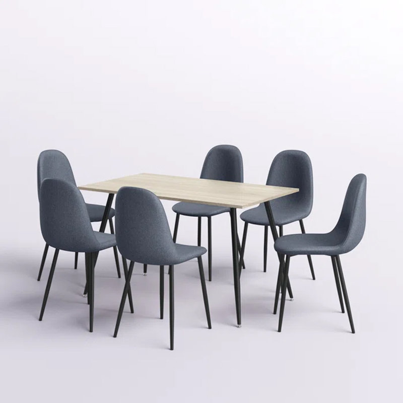 Kariem 6 - Person Four Leg Dining Set, Gray/Black