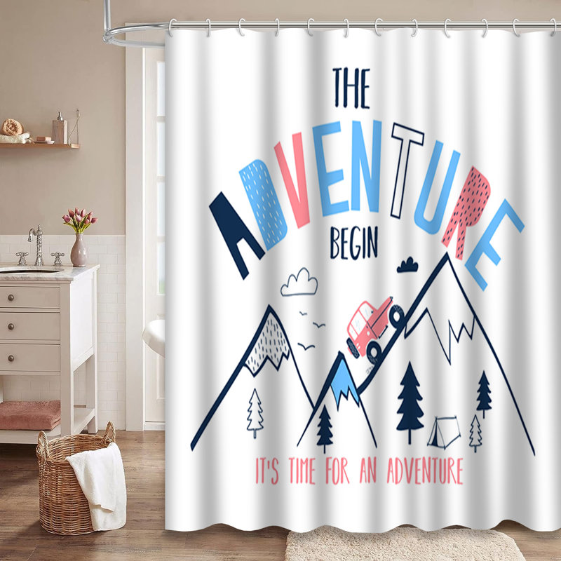 Rideau de douche avec 12 crochets Adventure Mountain, L 72 po x l 84 po
