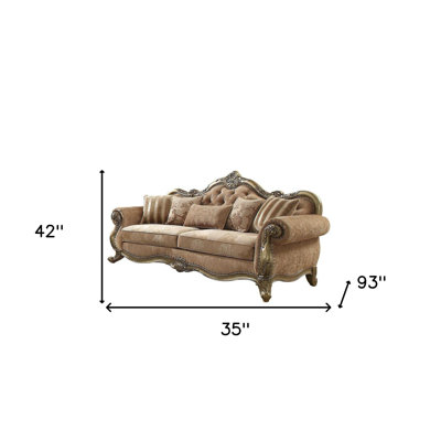 Canapé et coussins décoratifs Gracie Mills en velours brun à motif floral de 35 pouces