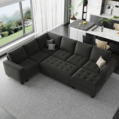 Canapé-lit modulaire en L avec repose-pieds Shavera