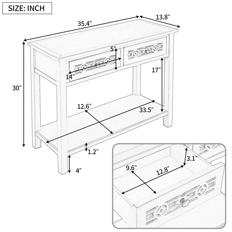 35.76'' Console Table, Black
