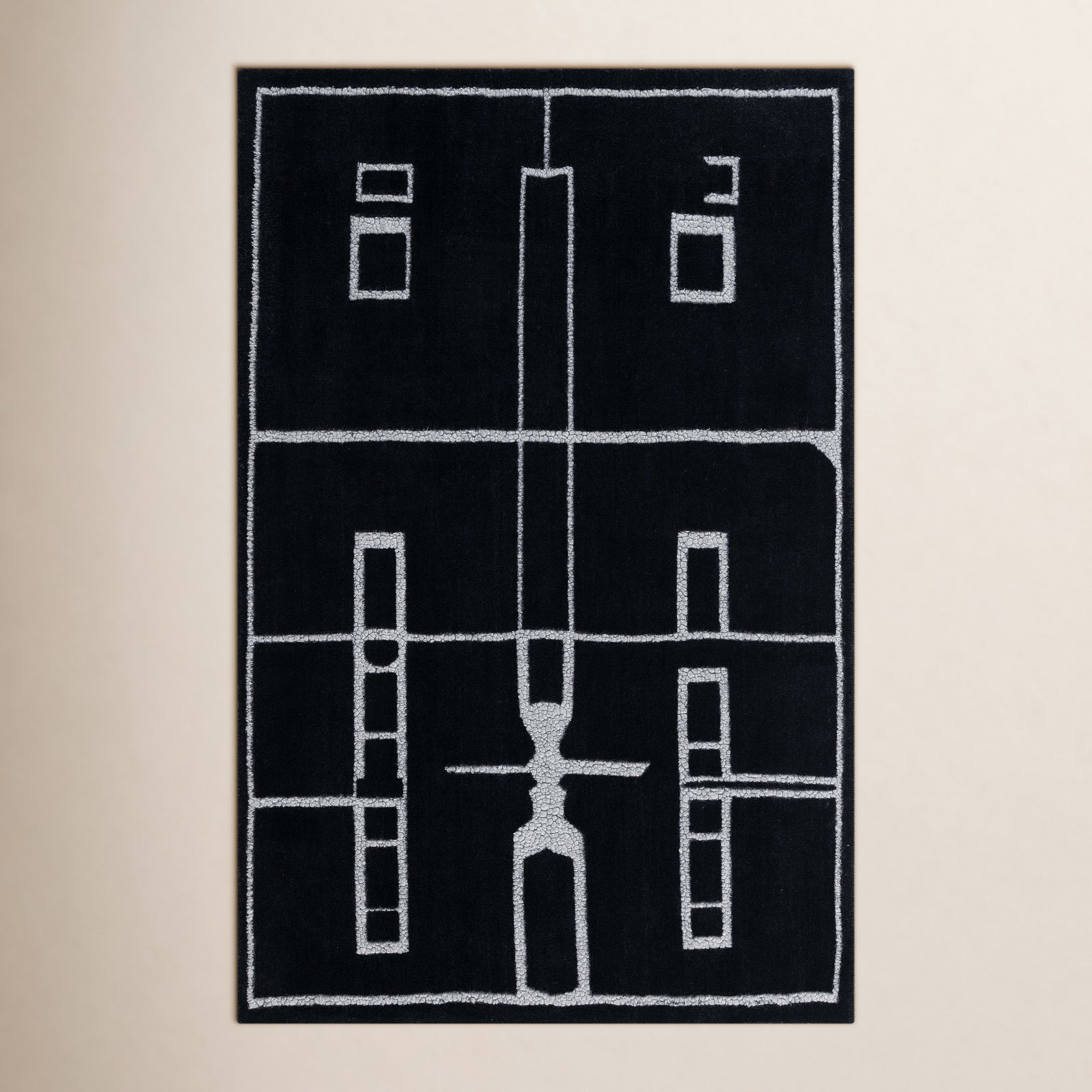Murcia Hand-Woven Abstract Wool Rug, Rectangle 4' x 6'