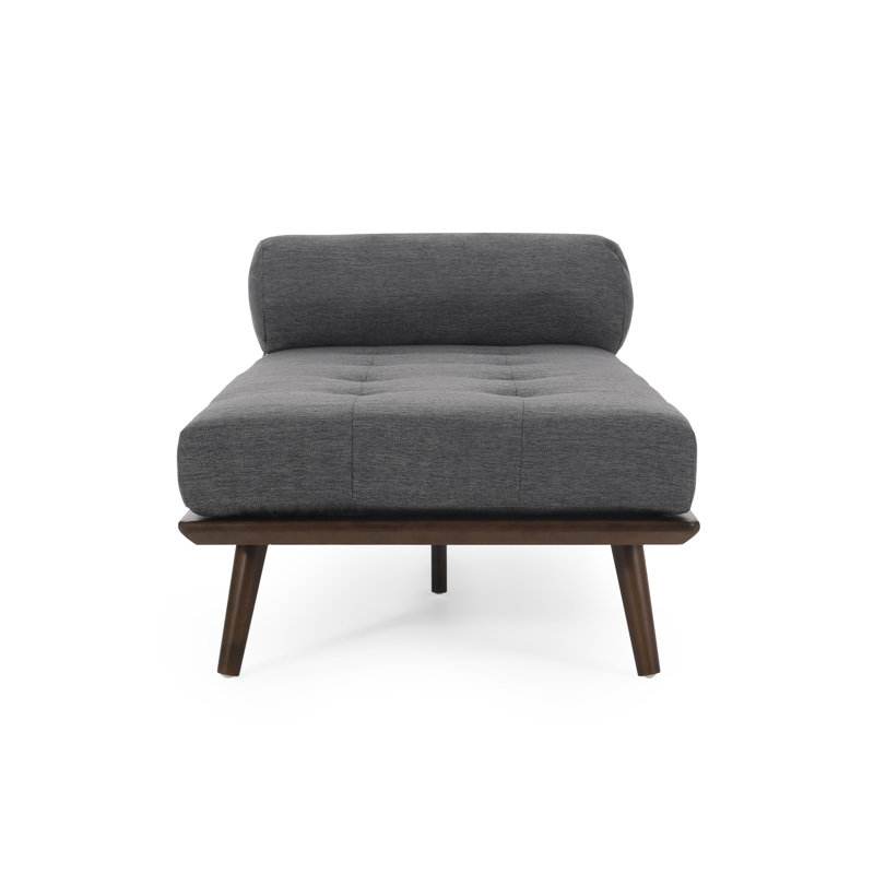 Chaise longue en tissu gris anthracite d'inspiration Mid-Century, Gray Fabric