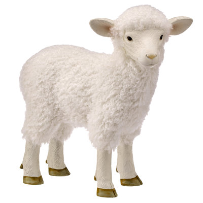 20.5" Resin With Faux Fur Standing Lamb