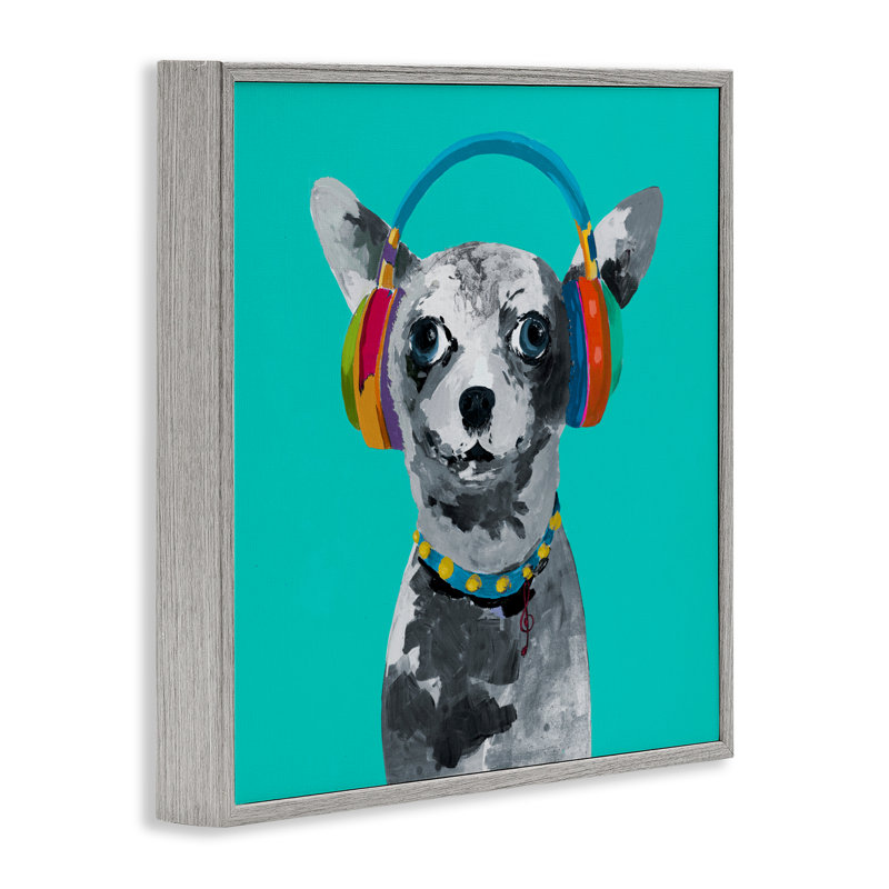 «Jammin 'Pup» sur toile giclée bleue, design par Lorenzo Collective, H 24 po x l 24 po, Estampe numérique Farmhouse