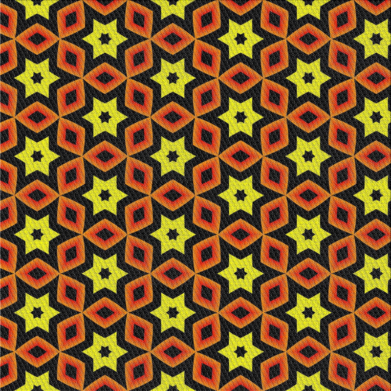 Orange géométrique/Tapis décoratif jaune, Carré 8 pi
