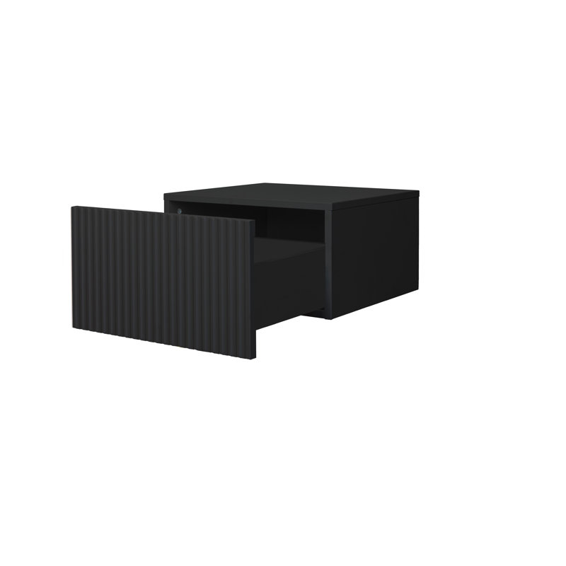 Aithana 46cm W Manufactured Wood Bedside Table, Black