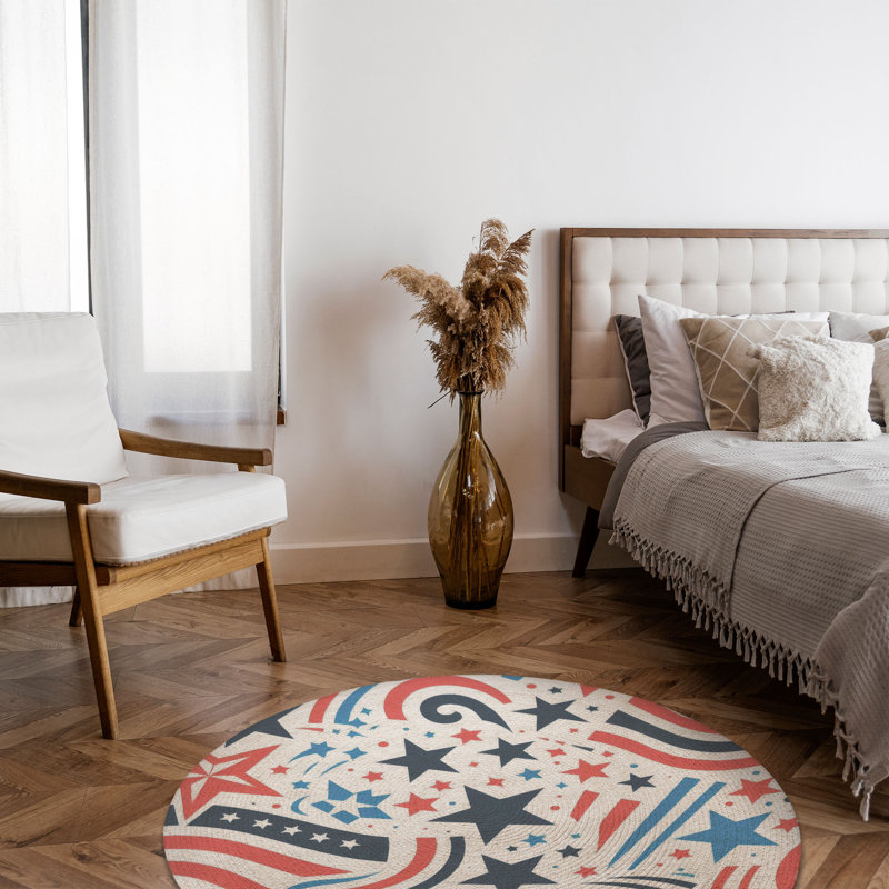 Tapis tressé Proud Stripes & Stars, Rond 5 pi