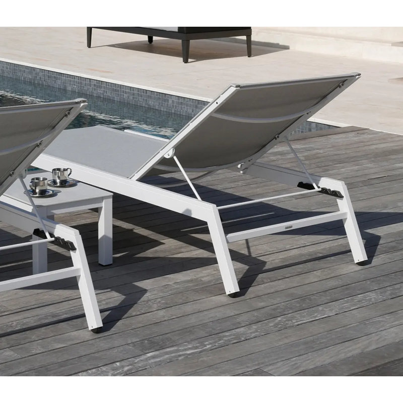 Equinox Outdoor Chaise Lounge, Seagull, Arctic White