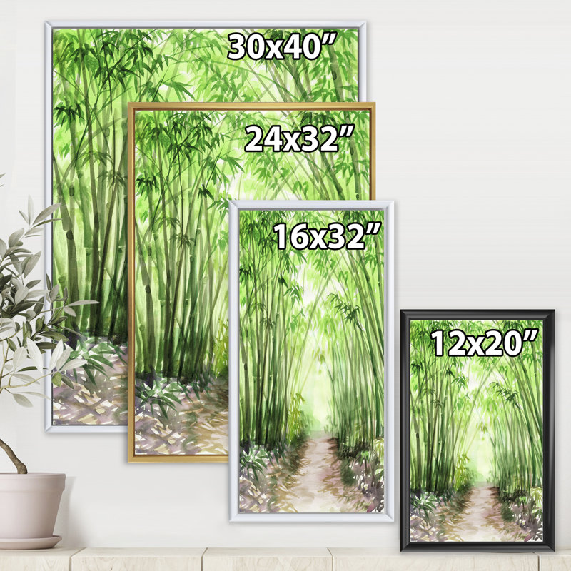 «Little Road Bamboo Forest», reproduction sur toile, H 32 po x l 24 po x P 1 po, Toile encadrée d'or