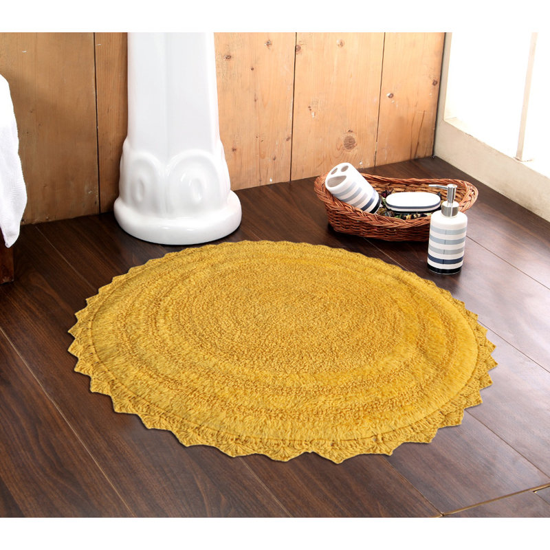 100% Cotton Non-Slip Bath Rug, Yellow