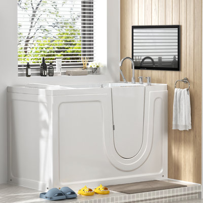 Baignoire de plain-pied de 52 po x 30 po avec porte intégrée et douchette
