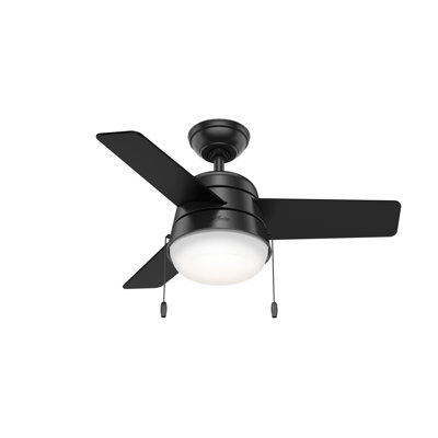 36" Aker 3 - Blade Standard Ceiling Fan with Pull Chain and Light Kit Included
