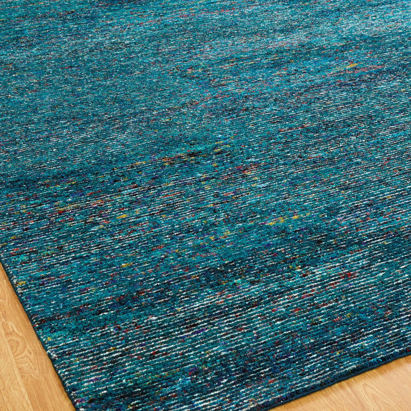 Nysire Hand Knotted Area Rug in Blue, Rectangle 12' x 15'