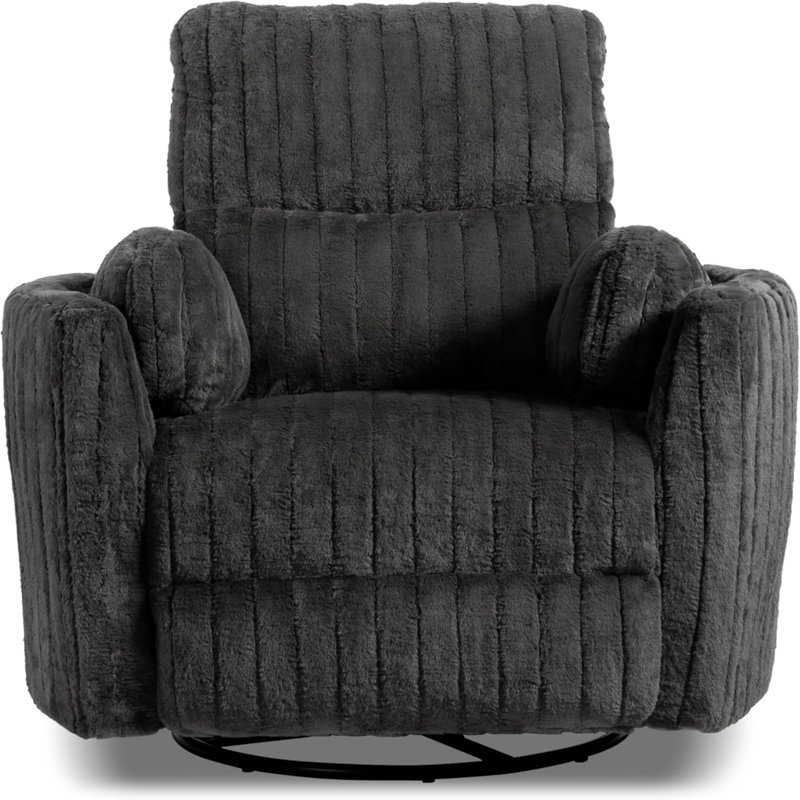  360 Swivel Rocking Glider Power Recliner Chair with 24" Wide Seat & Type-C & USB Ports, Gray, Gray