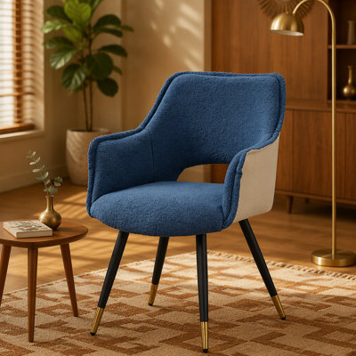 Ensemble de 2 fauteuils d'appoint en tissu bleu, 23 po x 23 po x 34 po