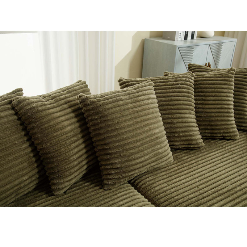 Flannelette Sofa, With Eight Exquisite Throw Pillows, Green