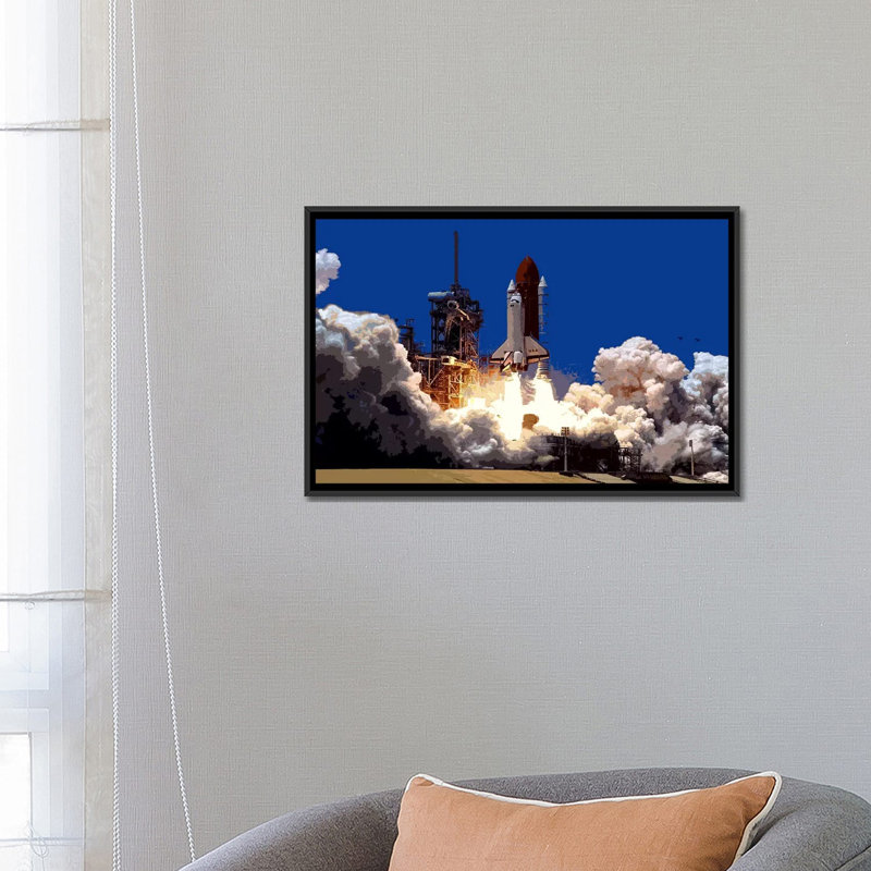 Lenworth " Into Outer Space " by Unknown Artist, 18" H x 26" W x 1.5" D, Black Framed Canvas, No Mat