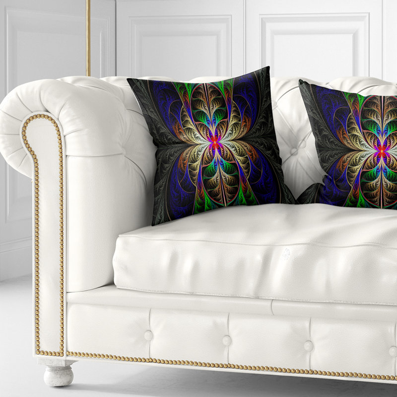 Fabuleux art fractal multicolore - coussin imprimé abstrait, 16 po x 1 po, Coussin décoratif