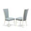 L'ensemble de table de salle à manger 3 pièces comprend une table de salle à manger ronde avec piédestal et 2 chaises rembourrées en tissu bleu lin, blanc lin-659802623-659802617-659802622