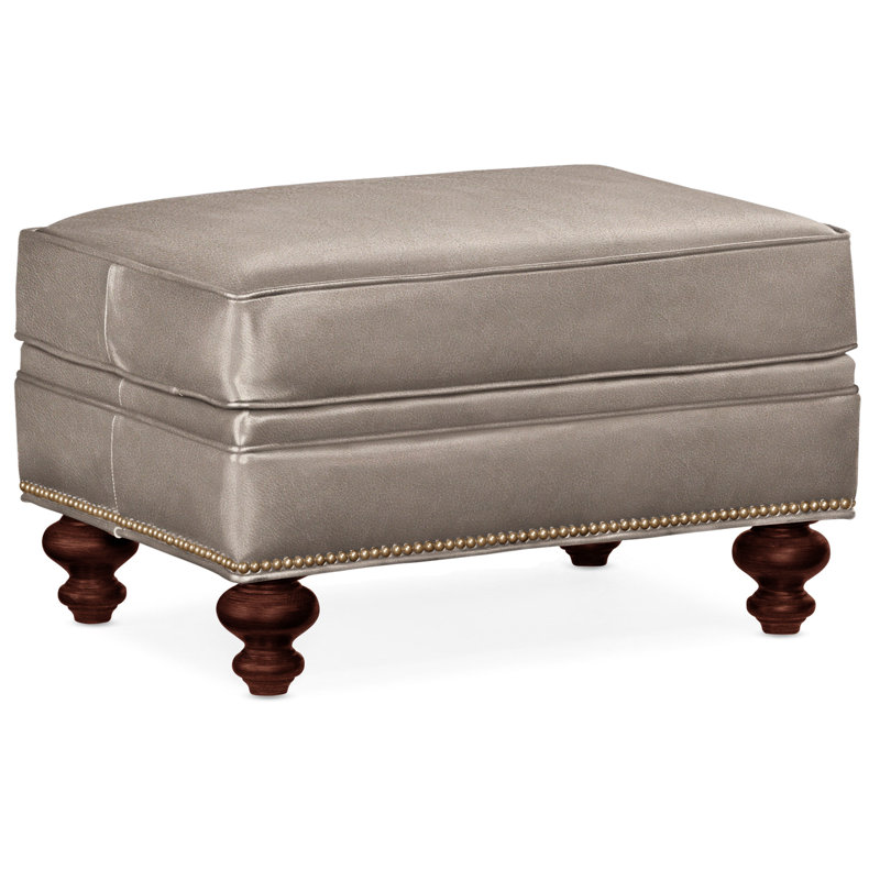 Repose-pieds rectangulaire en cuir véritable 26 "West, Cuir véritable Outsider Raven, Acajou, Naturel