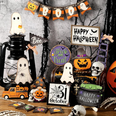 Ensemble de 21 décorations de plateaux à plateaux décoratifs d'Halloween Happy Halloween
