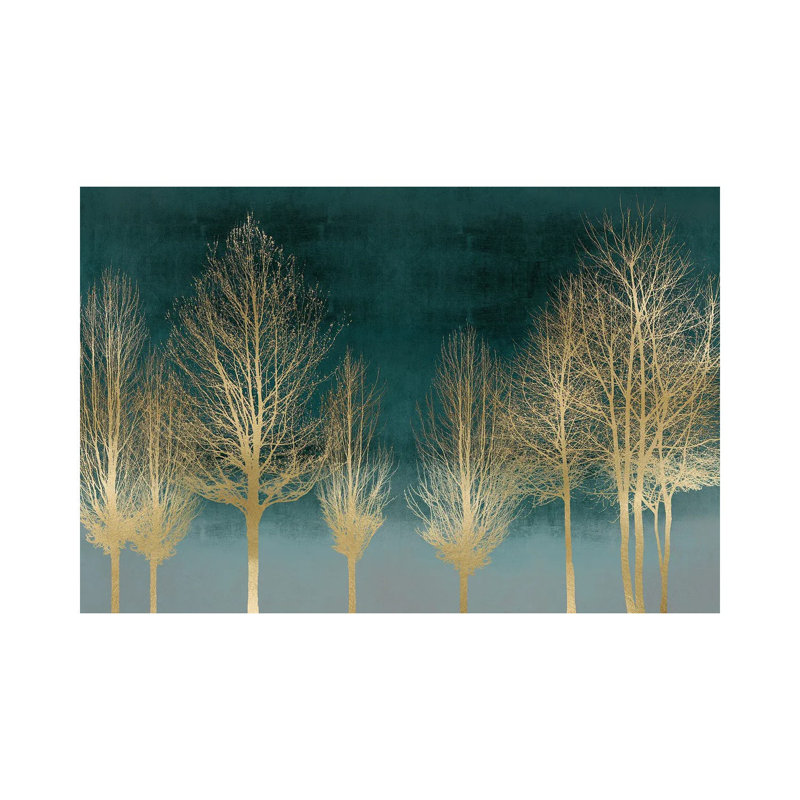 Gold Forest On Teal by Kate Bennett - Wrapped Canvas Painting, 152.5 cm H x 101.5 cm W