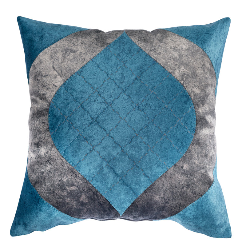 Yakut Square Cushion Cover, Blue/Dark Grey
