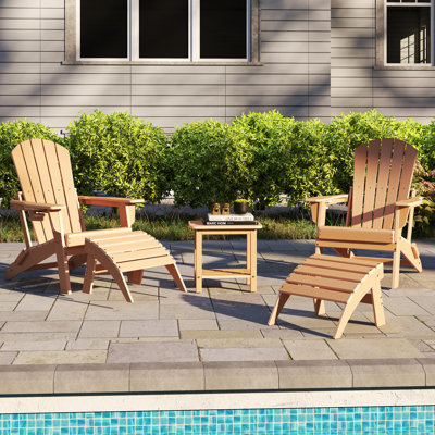 Ensemble de 5 chaises Adirondack en plastique Hdpe avec table d'appoint et repose-pieds - Ensemble de conversation pour l'extérieur