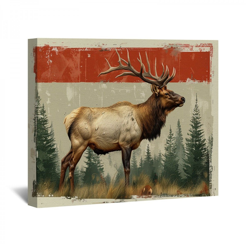 Elk, reproduction d'art sur toile, H 20 po x l 30 po x P 3 po