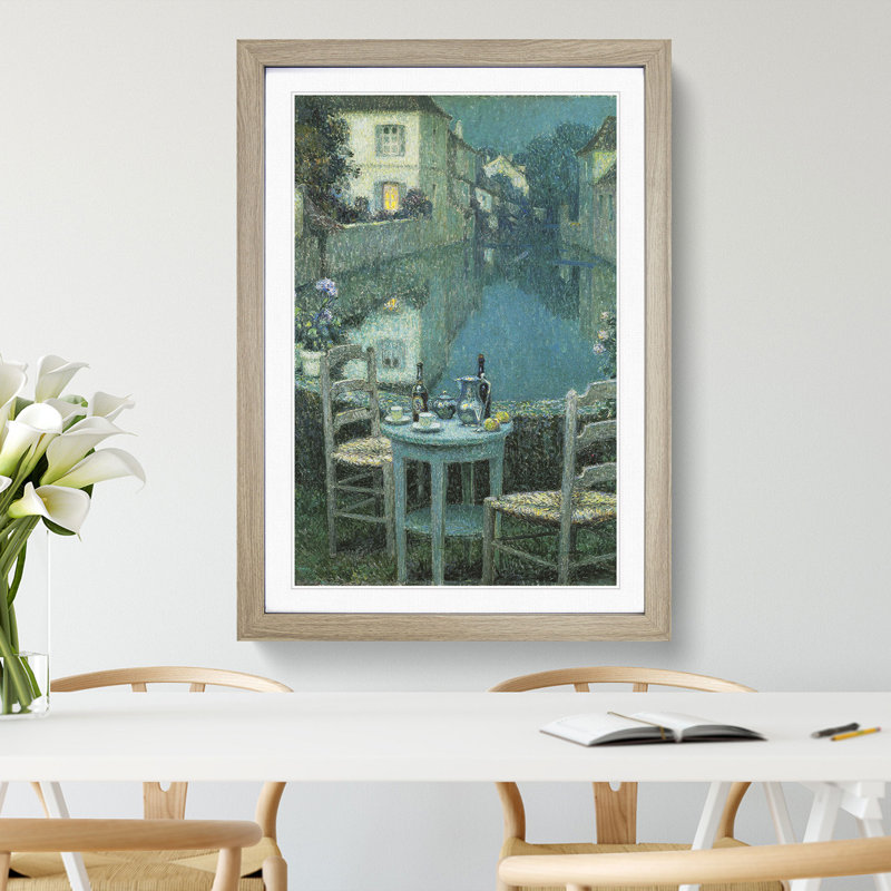 Small Table in Evening Dusk by Henri Le Sidaner - Picture Frame Painting, Oak Framed, 36cm H x 27cm W x 2cm D