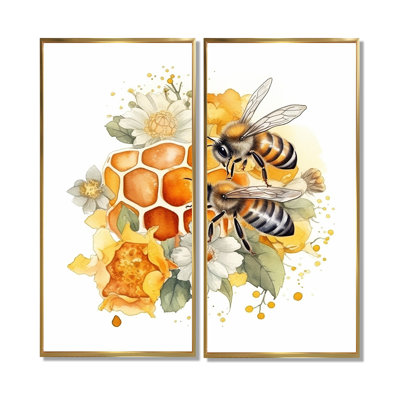 Floral Bee IV - Animals Bee Wall Decor 2-Panels