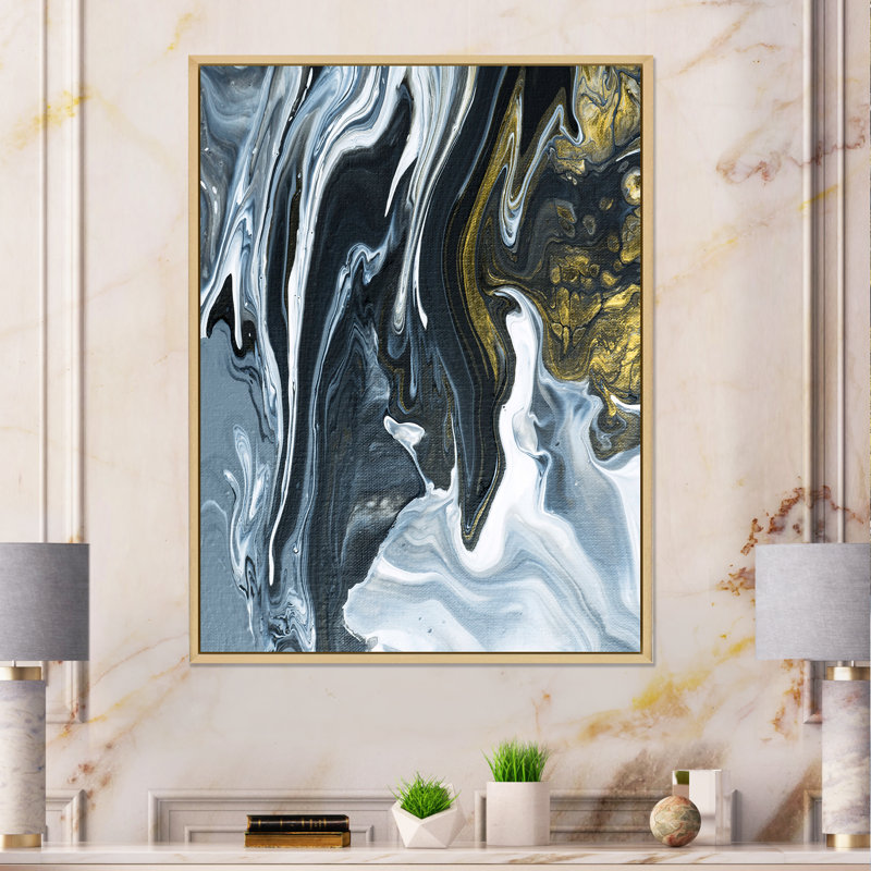 «Yellow Marble River», impression sur toile, H 32 po x l 24 po, Cadre flottant en érable