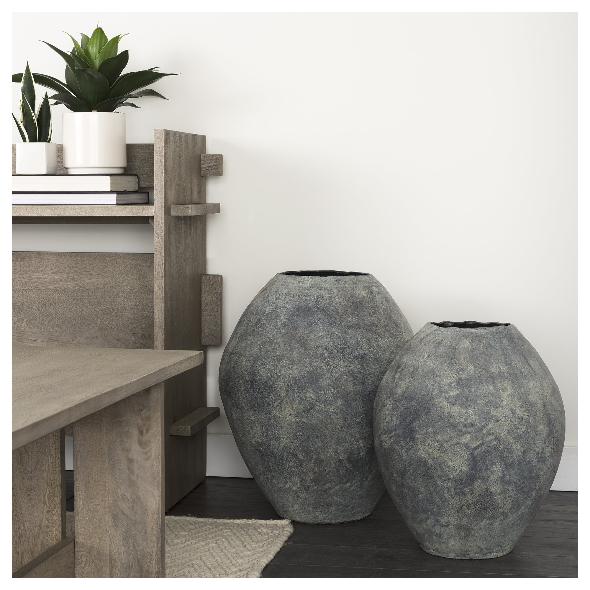 Aisling Handmade Ceramic / Porcelain Floor Vase, 23.4" H x 19.7" W x 19.7" D, Gray