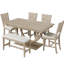 Ensemble de 6 tables de salle à manger en bois 6 pièces avec banc long et 4 chaises, style moderne, naturel