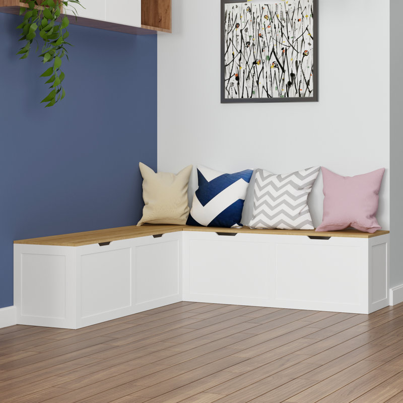 L-Shaped Shoe Bench  Corner Breakfast Nook Bench With Storage Space For Entryway
