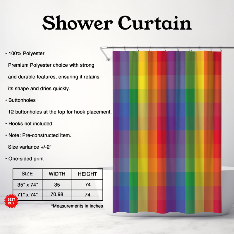 Rideau de douche Rainbow Groovy - Premium, H 74 po x l 71 po
