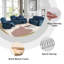 Ensemble de canapé inclinable, ensemble de canapé inclinable manuel avec porte-gobelet et console de rangement, microfibre bleue, causeuse + canapé en microfibre bleue-736485585