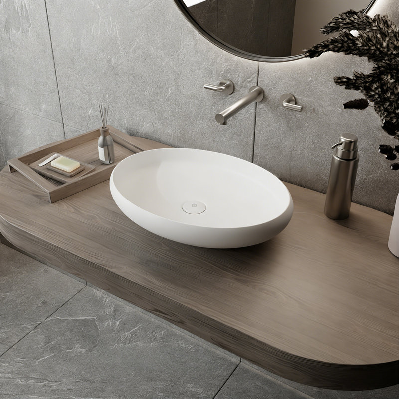 23" L x 15" W x 4" H Matte White Handmade Oval Vessel Bathroom Sink