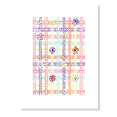 Unique Plaid with Flowers' Paper Print
