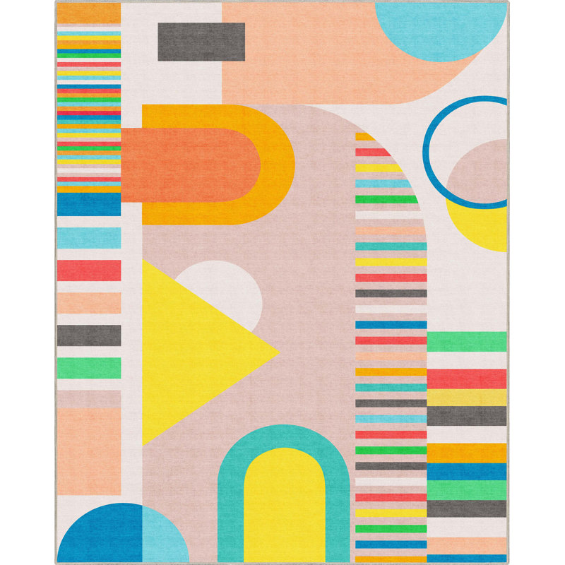 Tapis géométrique moderne multicolore Winston Porter Shanea Parade, Rectangle 7 pi 10 po x 9 pi 10 po